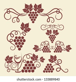 Decorative grape vine elements for design