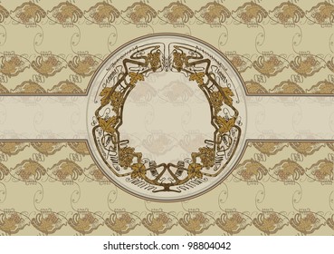 Decorative grape vine label for bottles or boxes, decorations, menus.