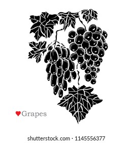 Decorative  grapes, design elements. Can be used for cards, invitations, banners, posters, print design. Fruitl background in line art style