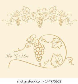 Decorative grapes & vine vector ornament