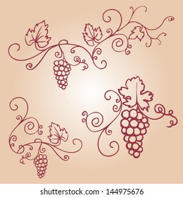 Decorative grapes & vine vector ornament