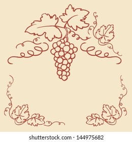 Decorative grapes & vine vector ornament frame