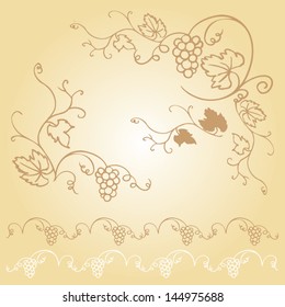Decorative grapes & vine vector ornament frame