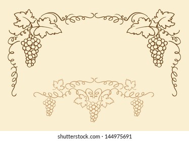 Decorative grapes & vine vector ornament frame