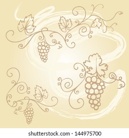 Decorative grapes & vine vector ornament