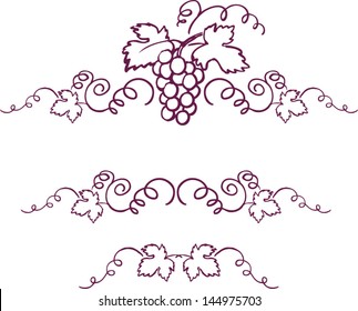 Decorative grapes & vine vector ornament