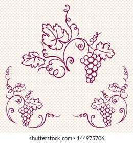 Decorative grapes & vine vector ornament