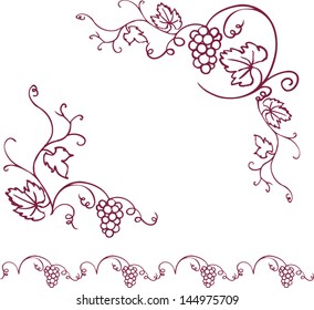 Decorative grapes & vine vector ornament frame