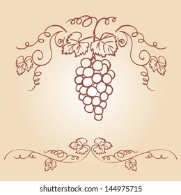 Decorative grapes & vine vector ornament