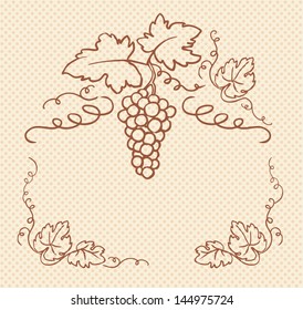 Decorative grapes & vine vector ornament frame