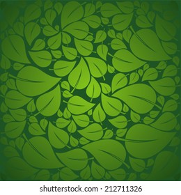 Decorative graphic background with green leaves. vector illustration