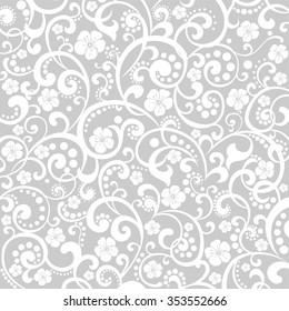 Decorative graphic curly background with flowers and leaves. vector illustration