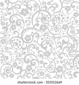 Decorative graphic curly background with flowers and leaves. vector illustration