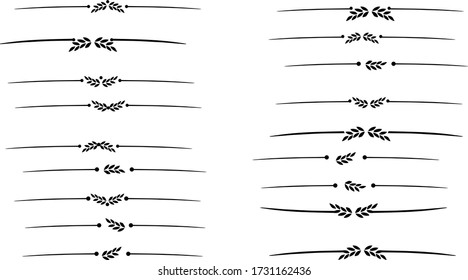 decorative graphic divider, separator and text break with leaves