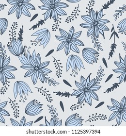 Decorative graphic doodle flower pattern