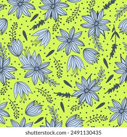 Decorative graphic doodle flower seamless