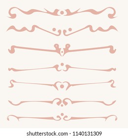 Decorative graphic elements of the vignette for the design of pages, letters, congratulations, invitations, diplomas and other documents.