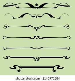 Decorative graphic elements of the vignette for the design of pages, letters, congratulations, invitations, diplomas and other documents.