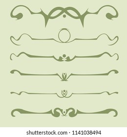 Decorative graphic elements of the vignette for the design of pages, letters, congratulations, invitations, diplomas and other documents.