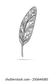 Decorative graphic feather with abstract pattern