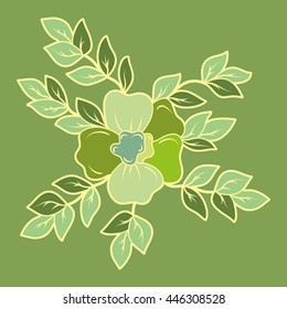 Decorative graphic flower. Hand drawn floral pattern. Sketch doodle flower. Template with botanical illustration. Vector colorful floral background.