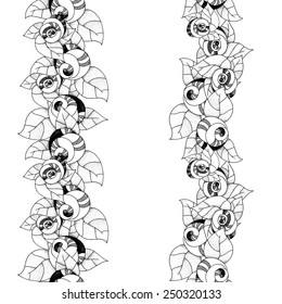 Decorative graphic illustration of roses - seamless borders in vector format