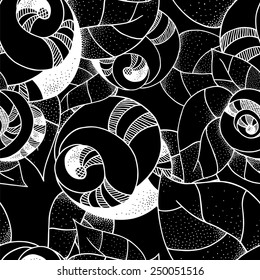 Decorative graphic illustration of roses - vector seamless pattern