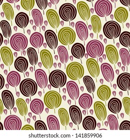 Decorative graphic seamless pattern. Endless abstract texture with leaves, template for design and decoration