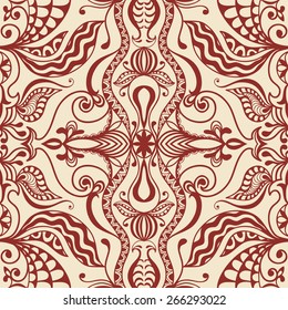 Decorative graphic seamless pattern. Hand drawn ethnic tribal ornament. Vector geometric background