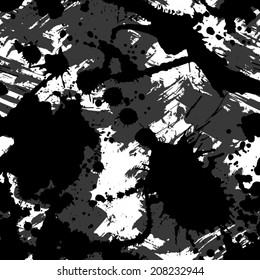Decorative graphic seamless pattern with textured blots