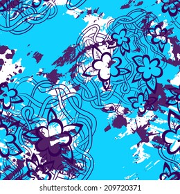 Decorative graphic seamless pattern with textured colorful blots