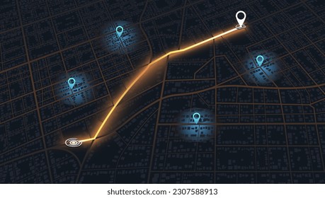 Decorative graphic tourist map. Quarter residential buildings. Vector, illustration. Abstract transportation background. . Passenger location sharing for driver. . Pin location signs. Simple design.