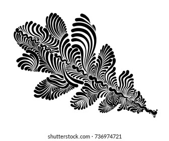 decorative graphic tree leaf oak, silhouette vector illustration