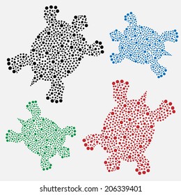 Decorative graphic turtle, dot pattern, tribal totem animal, vector illustration