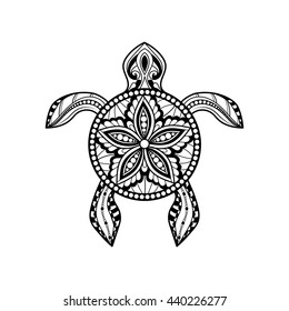 Decorative graphic turtle. vector illustration, isolated elements. Coloring book page 