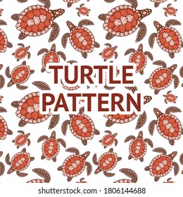 Decorative graphic vector seamless pattern with turtle with vintage outline style.Isolated vector illustration. Planet protection t shirt print idea.