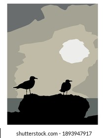 decorative graphic vector work about seagull