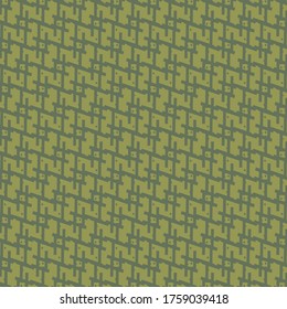 Decorative graphics with broken cross lines and dots. Textile pattern in green shades.