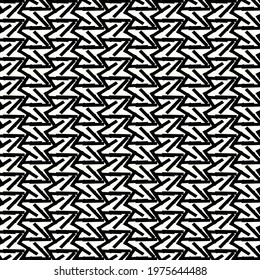 Decorative graphics made of short lines arranged obliquely or horizontally, forming right and sharp angles. Monochrome geometric pattern.