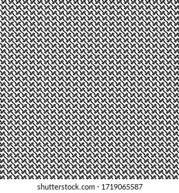 Dekorative Grafiken mit schrägen und vertikalen Streifen, gebrochene Linien und kleine Kreuze. Handtuchstruktur. Muster auf Schwarz-Weiß.