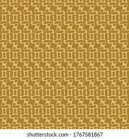 Gráficos decorativos con signos y formas simples repetidos alternativamente. Patrón mosaico. Textura de papel dorado. Papel envuelto.