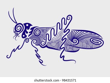 Decorative grasshopper Animal decorative ornament, beauty tattoo design