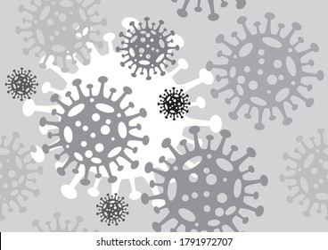 Dekoratives graues, nahtloses Muster aus dem Symbol des Coronavirus.