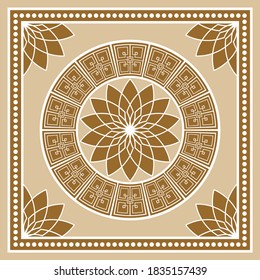 Decorative greek pattern with spheres on beige background. EPS10 Illustration.