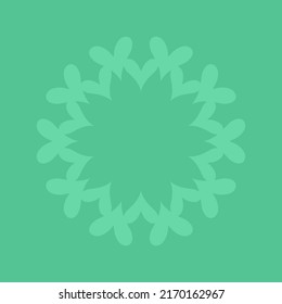 Decorative green background with ornamental circular pattern. Card template design. Vector illustration.