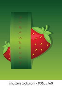 Decorative green background with two big  Strawberry.