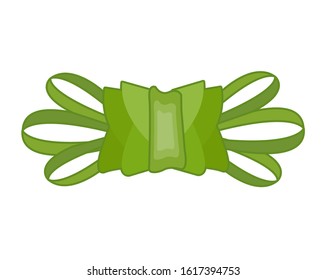 Decorative green bow. Vector bow for page decor
