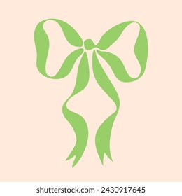Decorative green bow. Wedding celebration, holiday, party decoration, gift, present concept