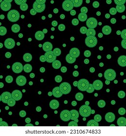 Decorative green circles, black background, design element