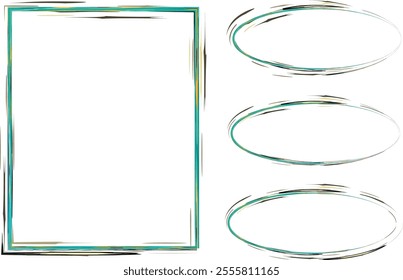 decorative green colorful art frames set vector